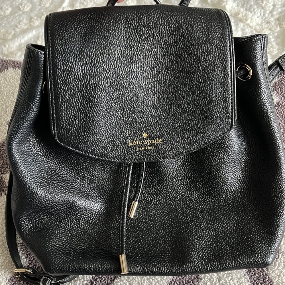 Kate Spade black leather backpack